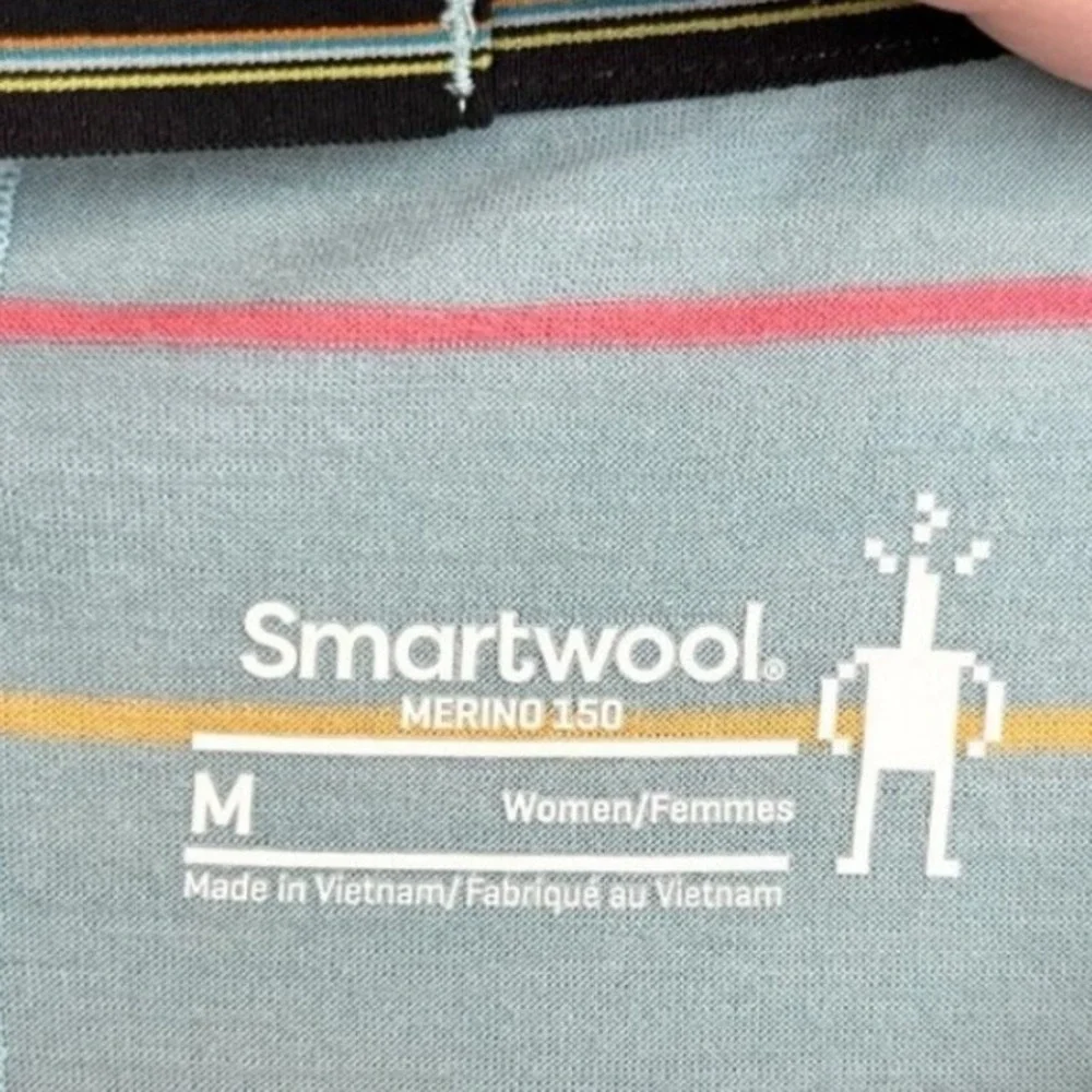 SmartWool sz M Striped Short Sleeve T‎ Shirt Dress 87%wool 13%nylon Excellent